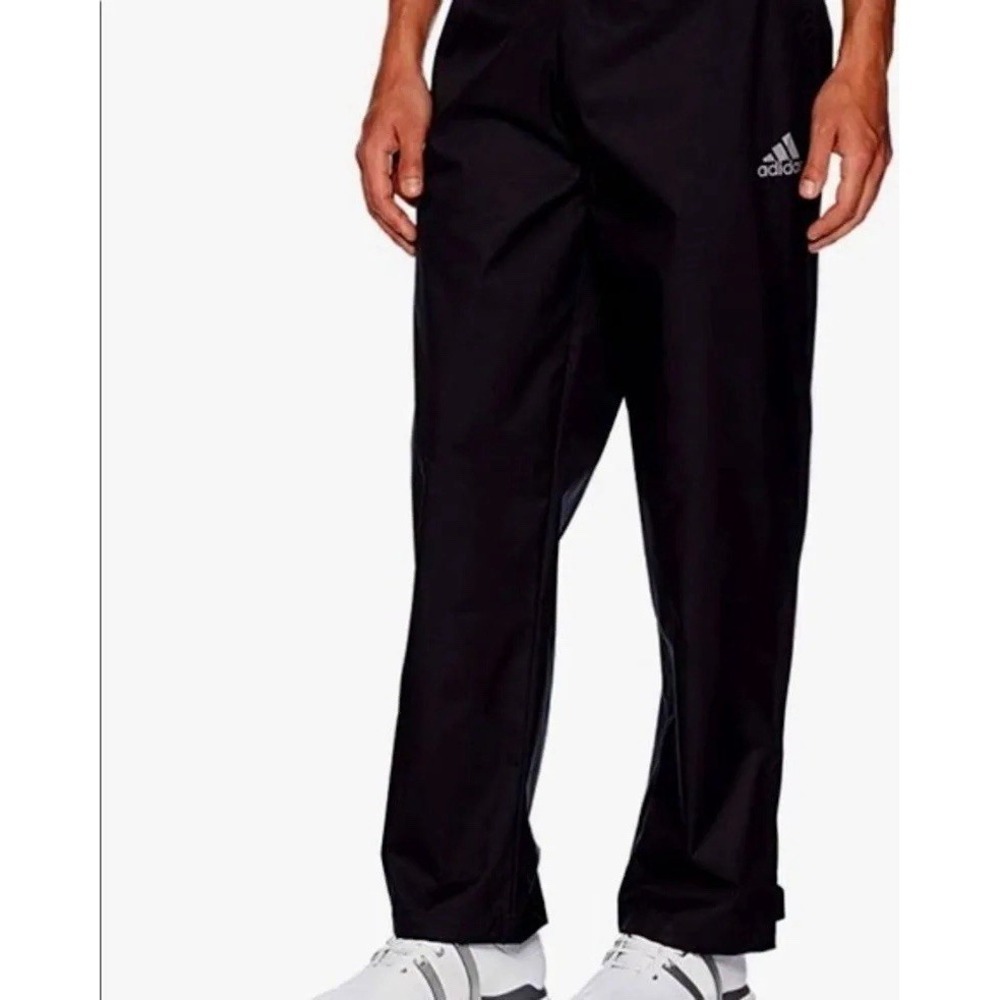 adidas Climastorm Men's Black Track Pants L Elastic Waist Zip‎ Hem Golf